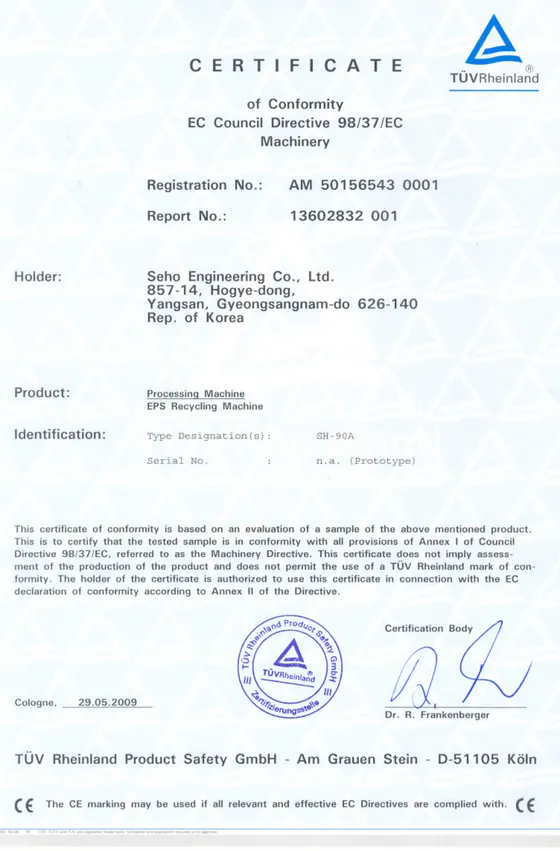 CE certificate — SH-90A