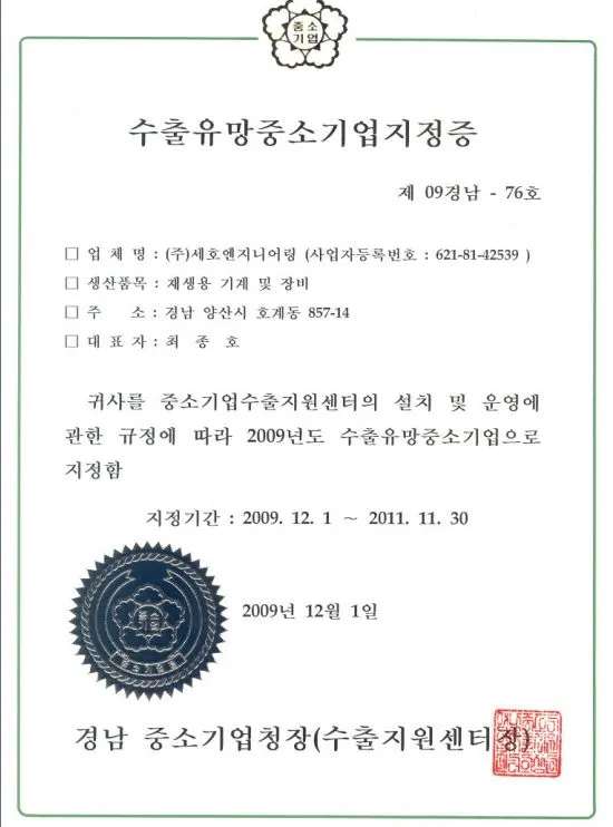 Promising Export SME designation